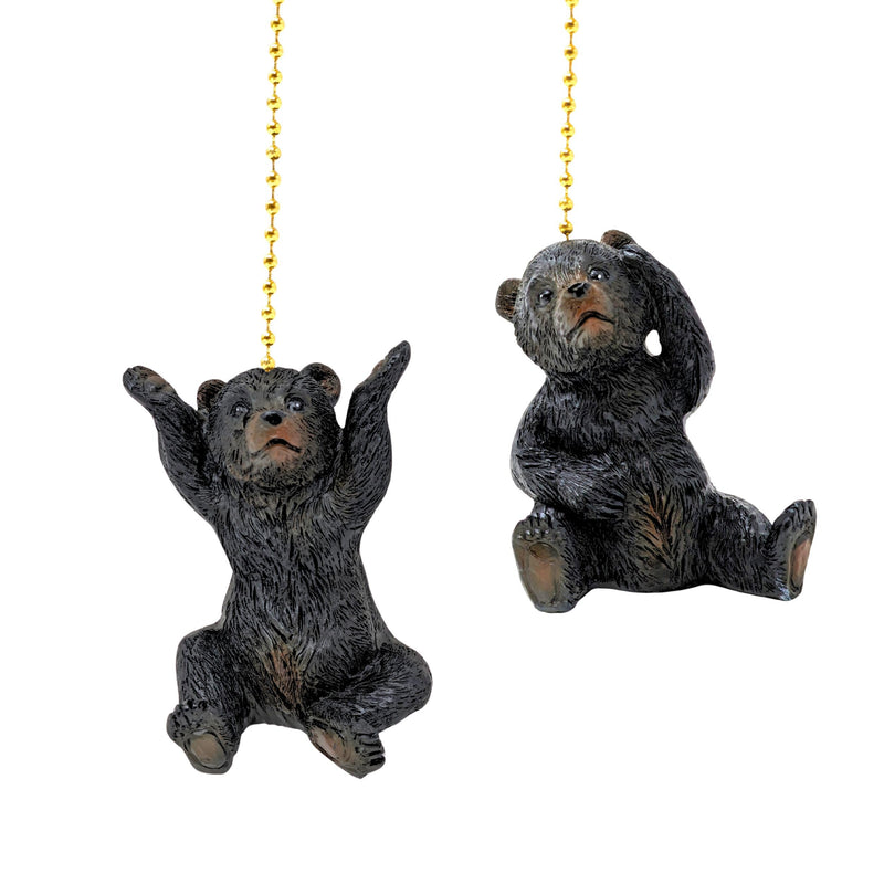 BestGiftEver Ceiling Fan Pull Chain Ornament with a Pair of Adorable Black Bears - Rustic Cabin Decorative Fan Pull Chain for Lodge Nature Lovers, and Wildlife Enthusiasts
