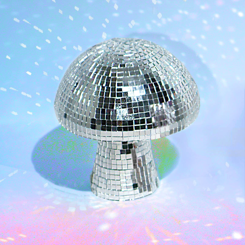 FunisFun Mushroom Disco Ball, Silver Mirror Glitter Disco Ball, Reflective Disco Ball Lights for Party, Room, Table Decor, Art Decorations (3.2 X 4 in) 4IN