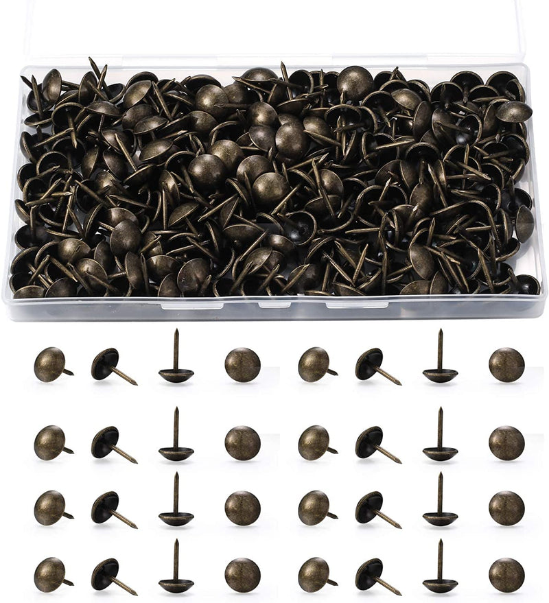 250 Pcs Upholstery Tacks, Decorative Furniture Tacks, Round Head Bronze Nails Tacks Pins, Antique Thumb Tacks Push Pins for DIY Project, Furniture, Sofa, Chair, Bed- 11x17 mm