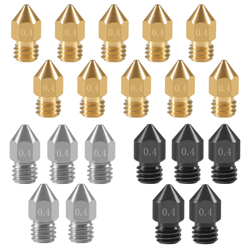 20PCS 3D Printer Hardened Steel +Stainless Steel +Brass Extruder Nozzle MK8 Nozzles 0.4mm,for Creality Ender 3 Ender 3 V2 Ender 3 Pro CR-10 Makerbot Creality CR-10 Ender 3 5 20PCS MK8 0.4mm