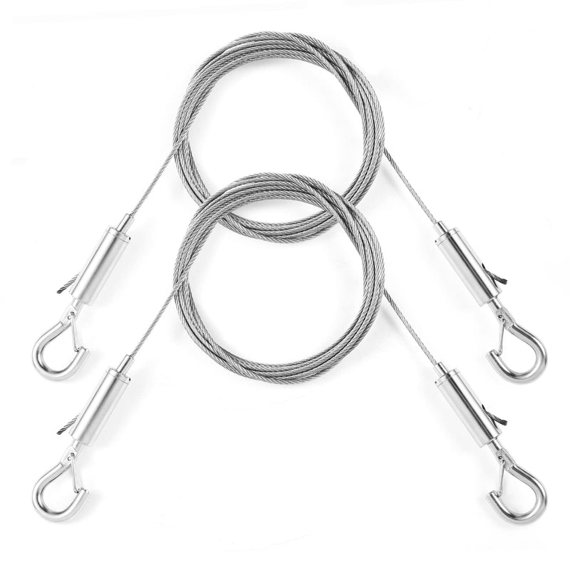 2Pcs Adjustable Picture Hanging Wire Kit,Heavy Duty Stainless Steel Rope 2m x 1.5mm for Hanging Mirrors,Frame,Lamps,Billboards,Basket Flowerpot,Holds Up to 66lbs(30kg)