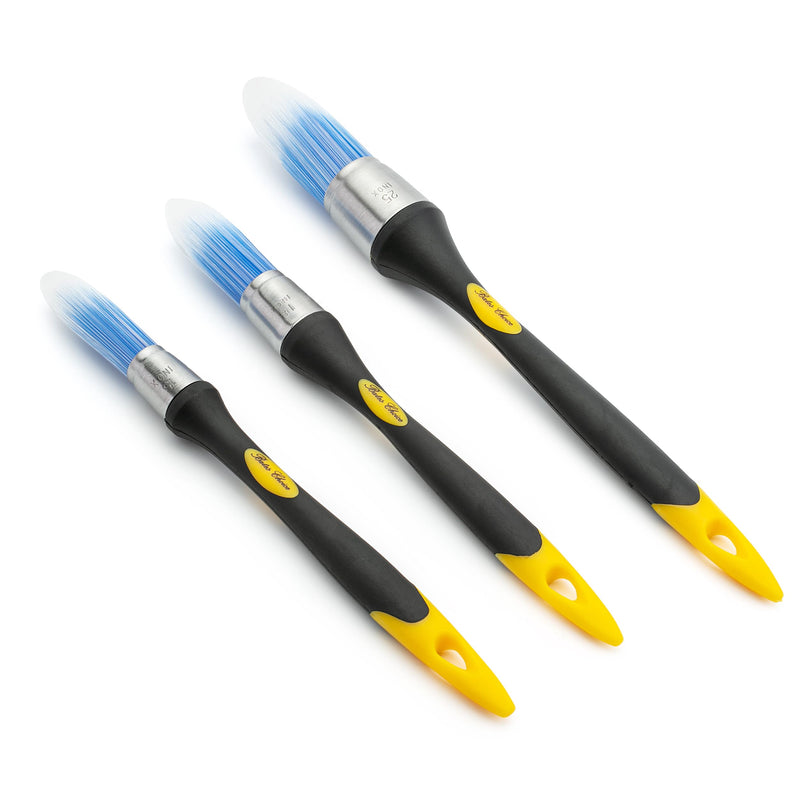 Bates- Trim Brush Set, 5/8”, 3/4” and 1”, Trim Paint Brush, Small Paint Brush, Trim Brushes for Painting, Small Brushes for Painting, Paint Brush for Trim, Paint Brushes for Walls Yellow-black 0.6”, 0.75” & 1”