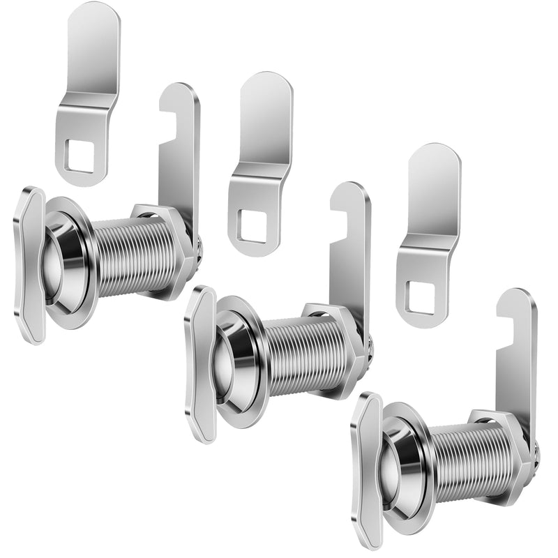 Thumb Operated Offset Cam Lock, 1-1/8” Cylinder Fits on 7/8” Max Door Thickness, Non-Locking Replacement Lock for RV Compartment Camper Storage, Cabinets,Drawers (1-1/8 Inch 3Pack) 1-1/8 Inch 3Pack