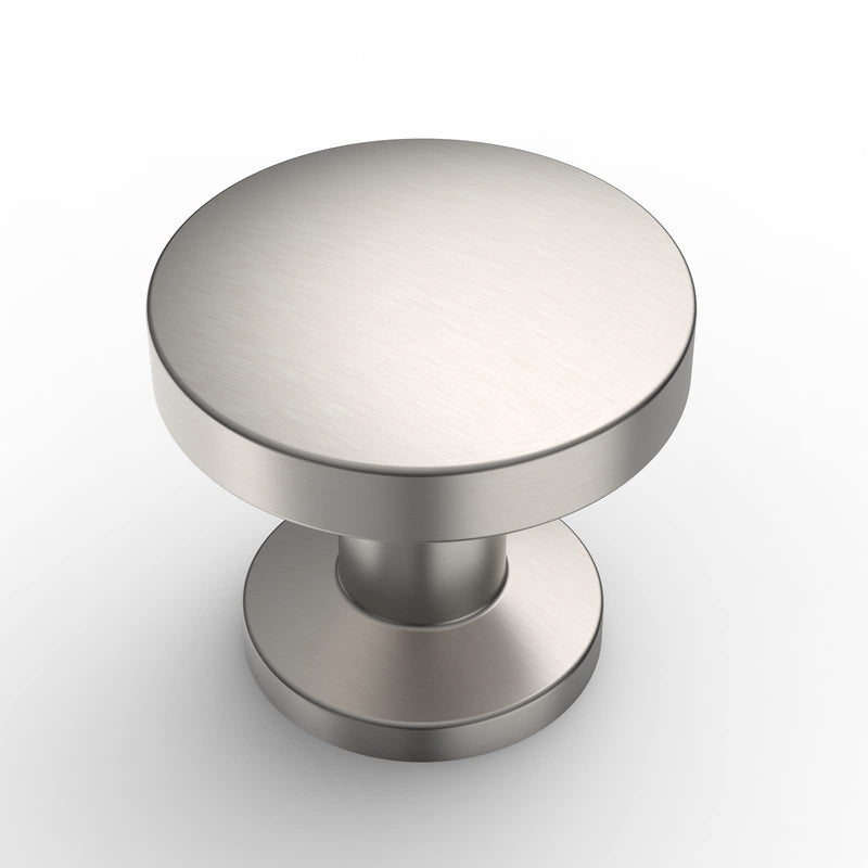 Amerdeco 10 Pack Brushed Satin Nickel Cabinet Knobs Single Hole Cabinet Pulls Round Kitchen Cabinet Knobs Drawer Knobs Dresser Knobs and Pulls for Bathroom Cabinets ZH0051 Knob
