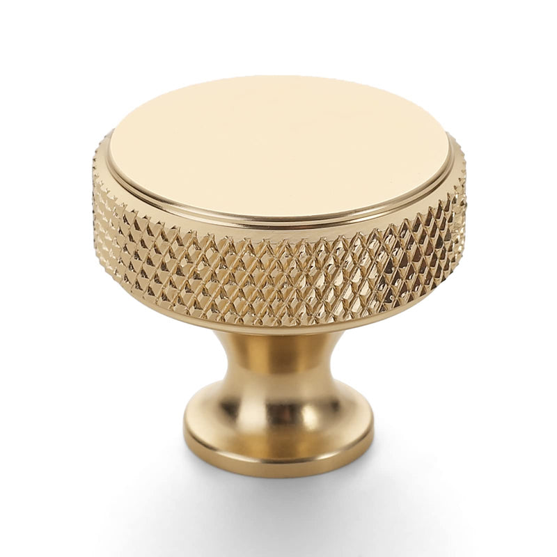 10 Pack 1-1/5"(30mm) Gold Knurled Cabinet Knobs for Dresser Kitchen Knobs for Cabinets Brushed Gold Cabinet Pulls Hardware Knob 10 Pack