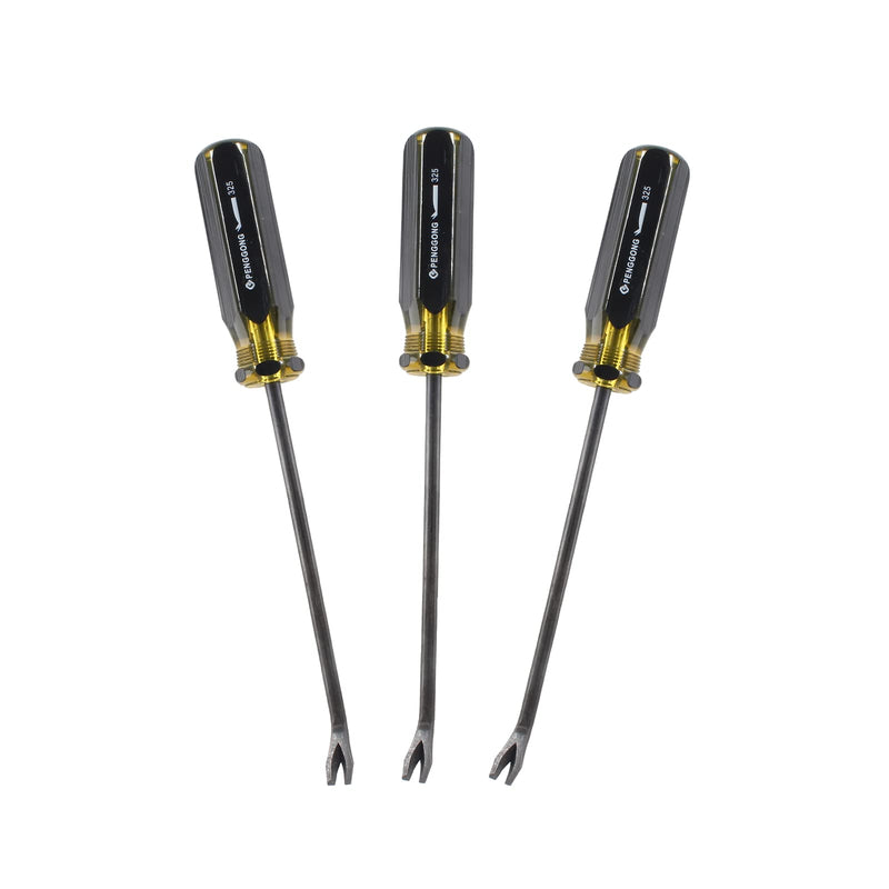 3pcs Tack Lifter, Nail Staple Puller Remover, Tack Puller Screwdriver Tack Rivet Remover Tool, V Tip Pry Screwdriver Removal Tool (9.8" Length) Medium