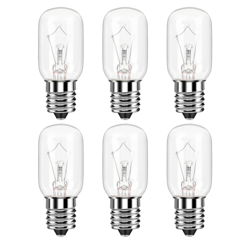Microwave Light Bulb for Under Range Hood Appliance Refrigerator T8 40 Watt 125V E17 Intermediate Base Warm White Replacement Bulb for 8206232A, 1890433, AP4512653, WB25X10030 Pack of 6