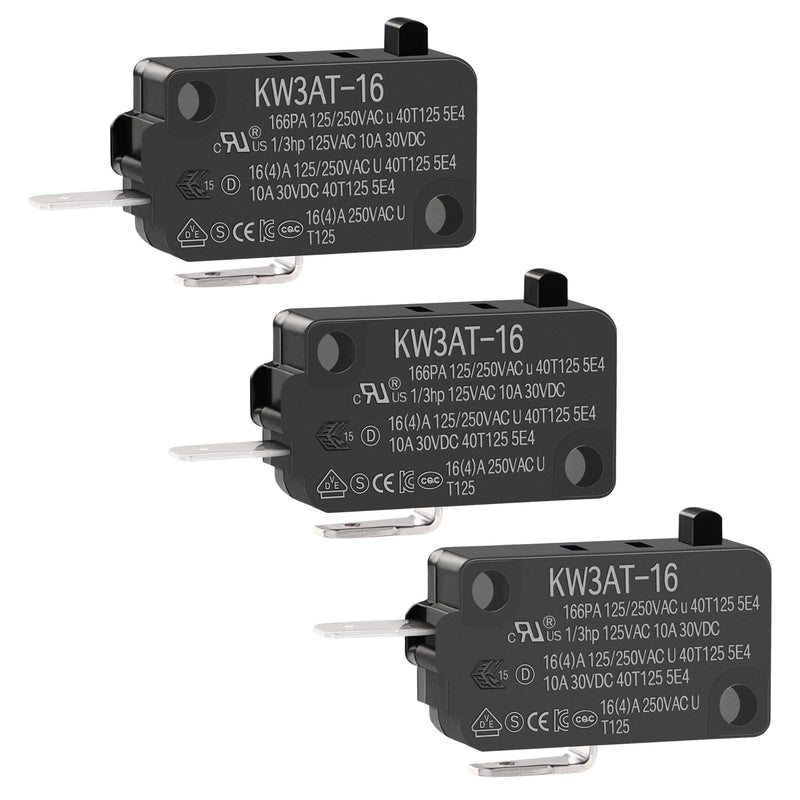 KW3AT-16 Microwave Oven Door Switch 16A 125/250V Door Interloc for KW3A, KW3A-16 (2 Open and 1 Closed) 2 pcs Normally Open and 1pc Normally Closed