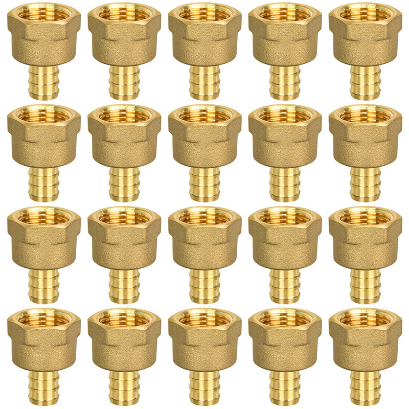 20 Pack PEX 1/2" x 1/2" NPT Female Fittings, Brass, Full Port 20pcs-PEX 1/2" x 1/2" NPT
