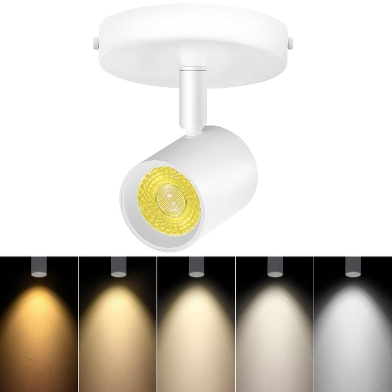 VANoopee 5-Color Dimmable Ceiling Spotlight Flush Mount Adjustable Directional LED Spot Lights Indoor Bright Accent Fixture for Art Picture Living Room Bedroom - CRI90 24° Flicker Free 10W 800lm White 1 Pack