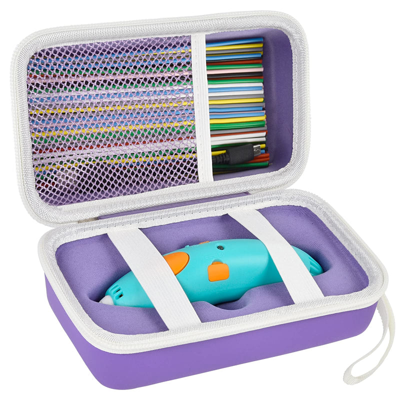Case Compatible with 3Doodler Start+ Essentials (2022) for 3D Pen Set for Kids, Storage Organizer Holder for Printing Filament Refill and Micro-USB Charger (Box Only) Purple