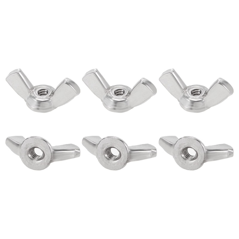#6-32(D) Butterfly Wing Nuts - 6Pack - Good for Construction Industry - 304 Stainless Steel Butterfly Wing-Nut - Silver #6-32(D) 6