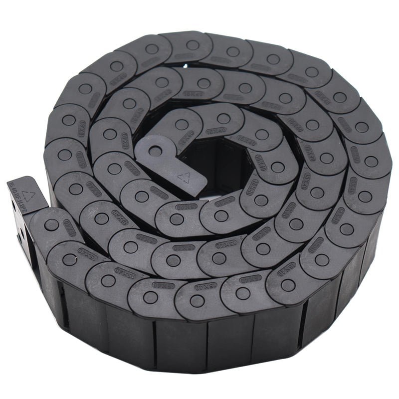 15mm x 40mm Plastic Semi Closed CNC Machine Tool Cable Wire Carrier Drag Chain 1M Black