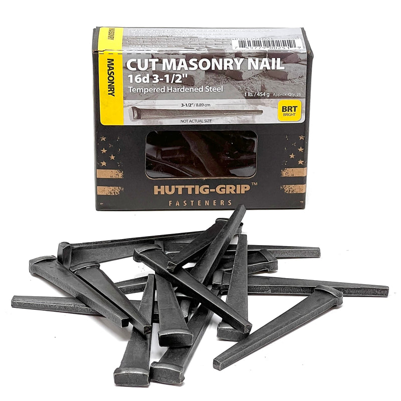 Huttig-Grip 3-1/2 inches Cut Masonry Nail 16d for Furring Strips Mount - 1 lb Pack of 15 Nails 3-1/2 in - 1 lb Pack