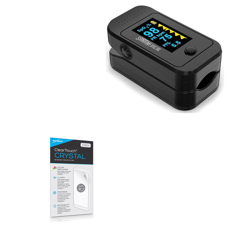 BoxWave Screen Protector Compatible with Santa Medical Dual Color OLED Pulse Oximeter - ClearTouch Crystal (2-Pack), HD Film Skin - Shields from Scratches