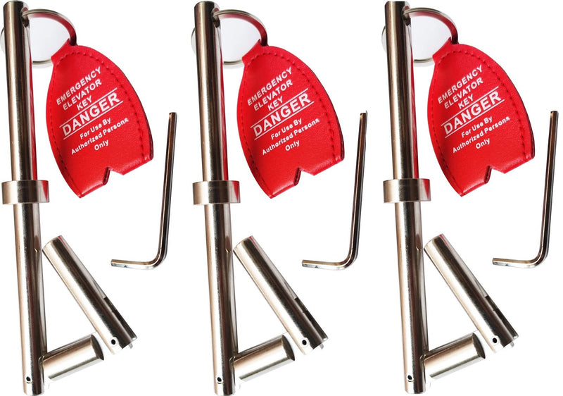 YnFag Emergency Key Double Drop Leg Solid Carbon Steel Elevator Door Key (3) 3