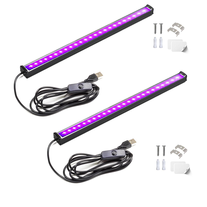 Black Light Bar, 10W 1ft Black Light for Cabinet, USB UV Black Light Fixture for Fluorescent Tapestry Poster, Body Paint, Halloween Decorations, Christmas Party, with On/Off Switch (2-Pack) Upgraded-10W-2Pack