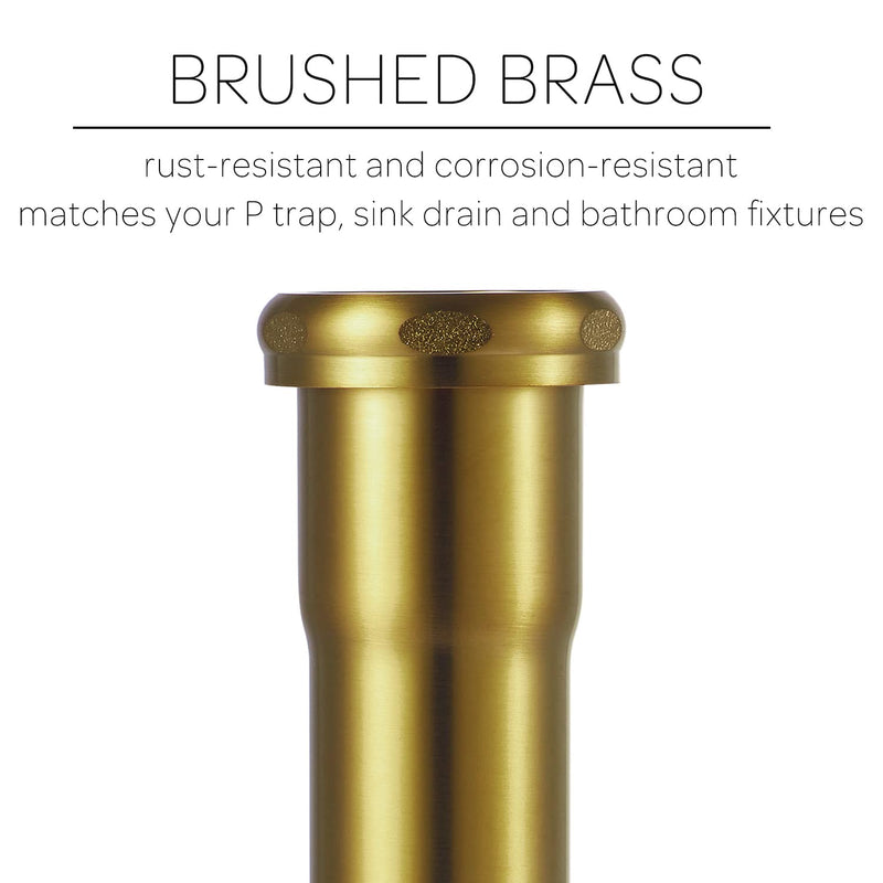 18 Gauge Brass Slip Joint Extension Tube 1-1/4” OD x 8” with Nut and Rubber Washer, P Trap Extension Tube, Sink Drain Tailpiece Tube Extension Heavy Duty, Brushed Brass Gold