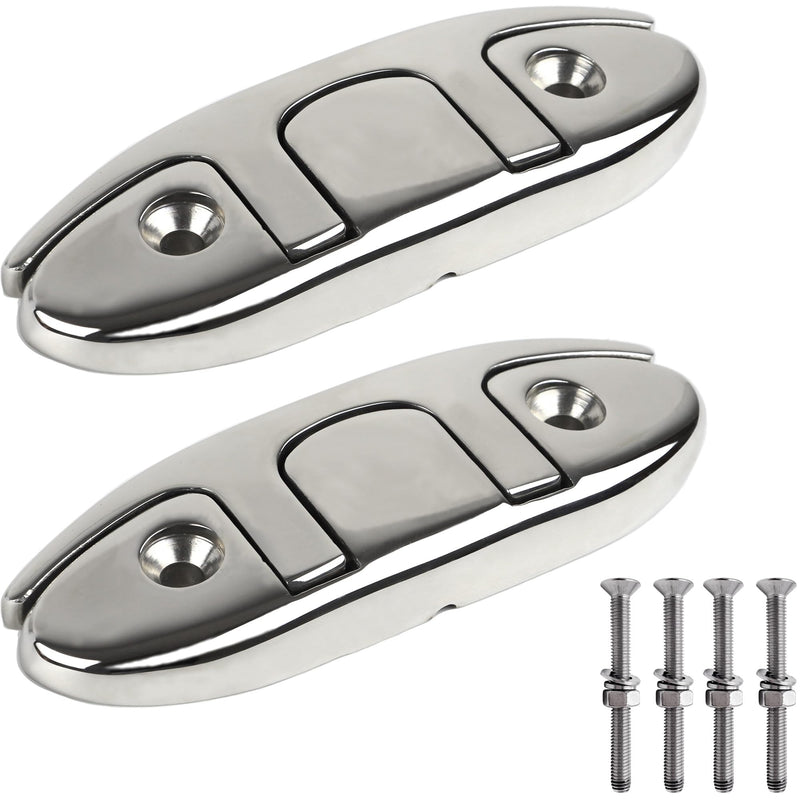 SHENGHUISS Boat Flip Up Cleat 316 Stainless Steel Folding Boat Cleats Flush Mount Marine Grade for Lines Mooring Accessories（4-1/2 inch / 6 inch）