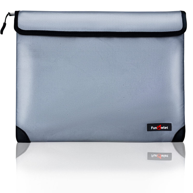 Fireproof Waterproof Money Document Bag - with 4200°F Heat Insulated Safe Storage Pouch with Zipper Upgraded 8 Layers of Functional Material for Valuables (13.9"x10.6" Gray) 13.9"x10.6"