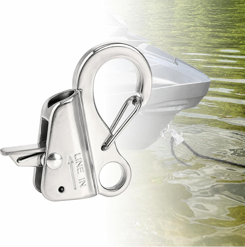 Boat Anchor Hook Knotless System, Stainless Steel Cam Cleat Rope Lock with Quick Release, Adjustable for Kayak Pontoon RV Jon Boat Camping, Holds 9000 Lbs Fits 3/8" to 5/8" Rope (2) 1