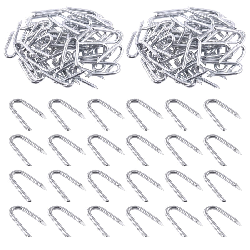 Swpeet 200Pcs 3/4" - 0.09"×0.79" Steel Wire Staples, Concrete Metal Wire Twisting Fence, Fence Staple Nails, U Shaped Nails for Fencing, Wire Mesh and Woven Fencing 20mm