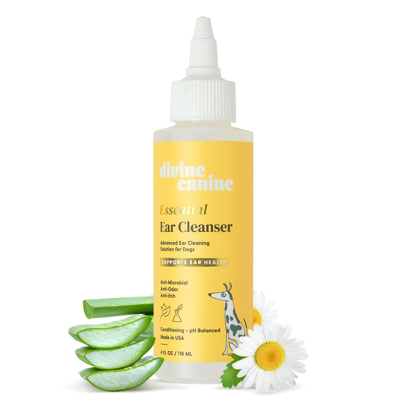 Dog Ear Cleaner - 4 Fl Oz of Dog Ear Wash - Drops to Dissolve Wax, Combat Odor, and Support Healthy Ears - Made with Chamomile, Honey, and Aloe - Made in The USA 4oz - PawsPlanet Australia