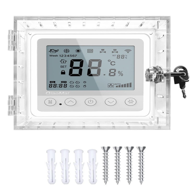 Universal Thermostat Lock Box with Key,Clear Large Thermostat Guard for Thermostat on Wall,Thermostat Guard,Thermostat Cover Fits Thermostats 6.5" H x 4.72" W x 1.97" D or Smaller (1 Set) A-2 key lock