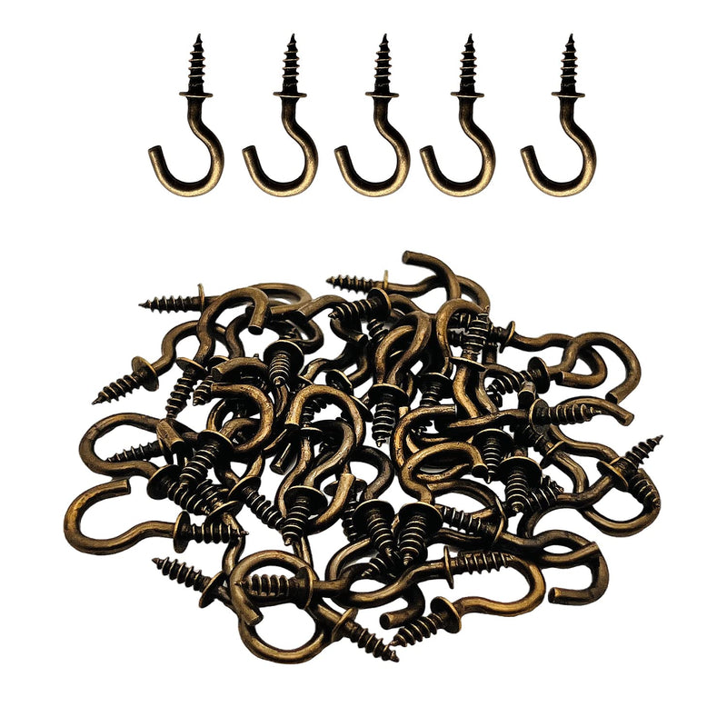120 Pcs 1/2 Inch Screw-in Hooks Nickel Plated Metal Cup Hooks, Ceiling Hooks Bronze