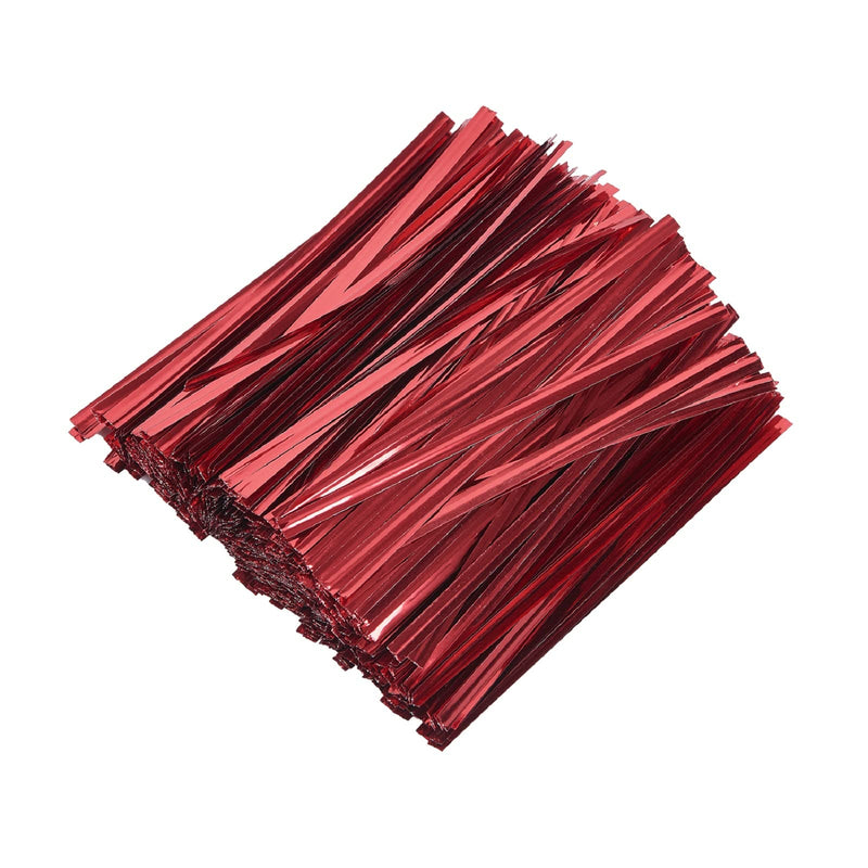 800 Pcs 4" Metallic Twist Ties(Red) for Bakery Ties, Candy Bags, Coffee Bags, Goodie Bags Ties Red