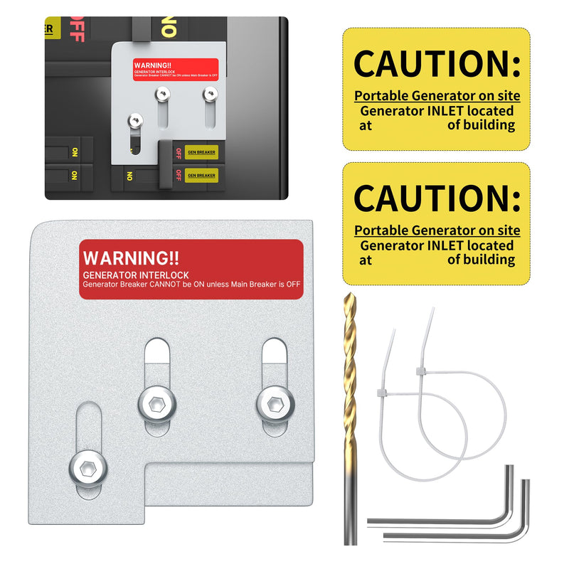 Generator Interlock Kit Fit for Square D QO or Homeline 150 and 200 Amp Panels 1-3/8 Inch Space Between Main & Generator Breaker SD 200A