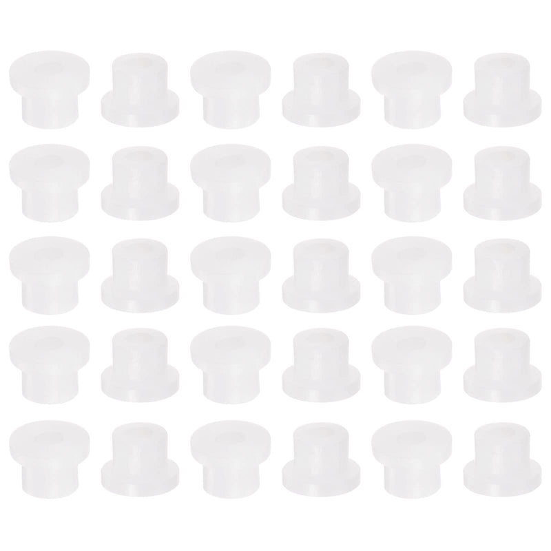 HARFINGTON 30pcs Flanged Sleeve Bearings 2mm Bore 4.4mm OD 4.1mm Length Nylon Bushings for Shaft, White 2mm x 4.4mm x 4.1mm