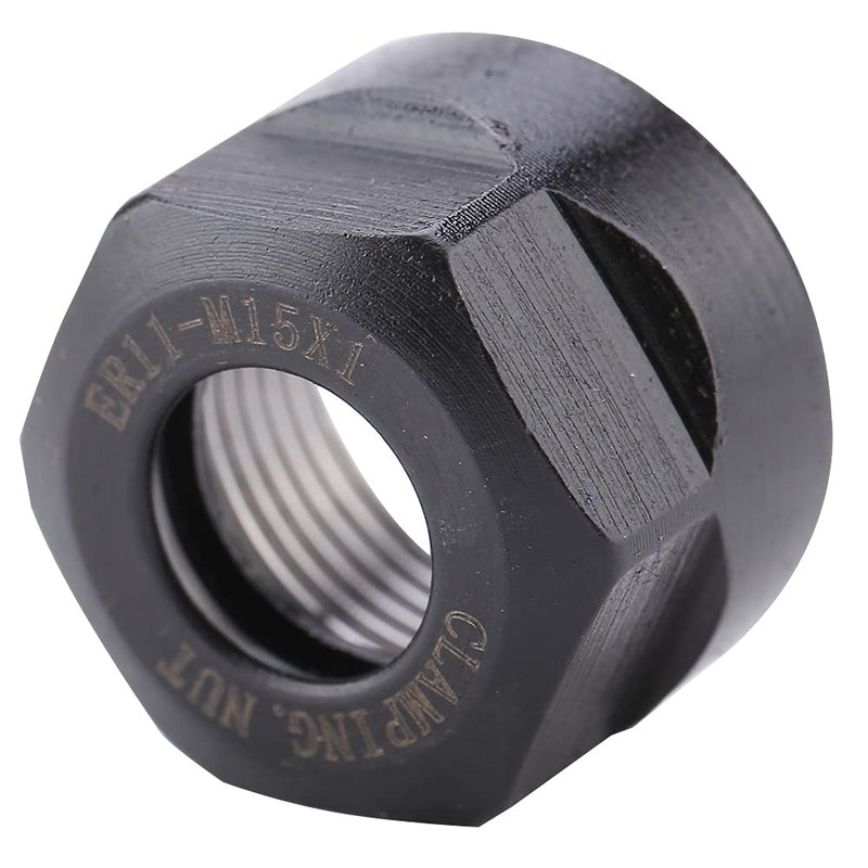 1Pcs Er11 Type Collet Clamping Nuts, Er11 Mutter M15 X 1 Nut Chuck Holder Clamping Bit (M15*1 ER11A) Black M15*1 ER11A