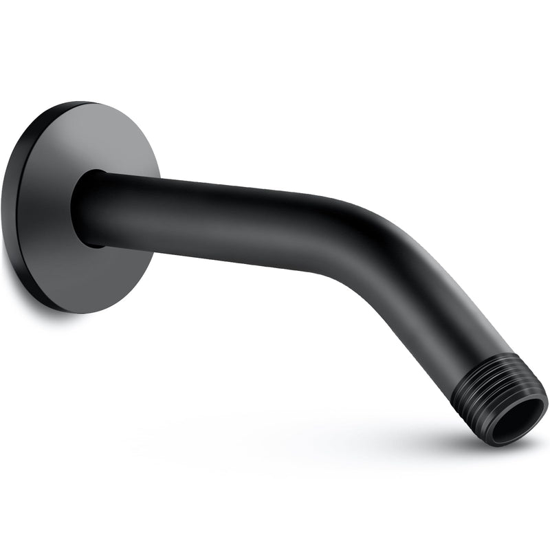 Cobbe Shower Arm with Flange and Teflon Tape, 6-Inches Wall Mounted Shower Pipe Arm Extension for Fixed Shower Head, Matte Black 6 Inches