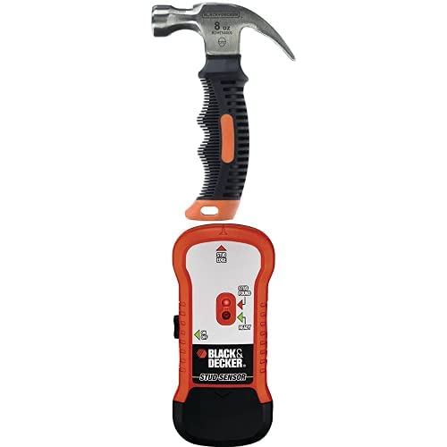 BLACK+DECKER Stubby Small Hammer, 8oz (BDHT54001) and BLACK+DECKER Wood Stud Finder (SF100) Stubby Hammer and Stud Finder
