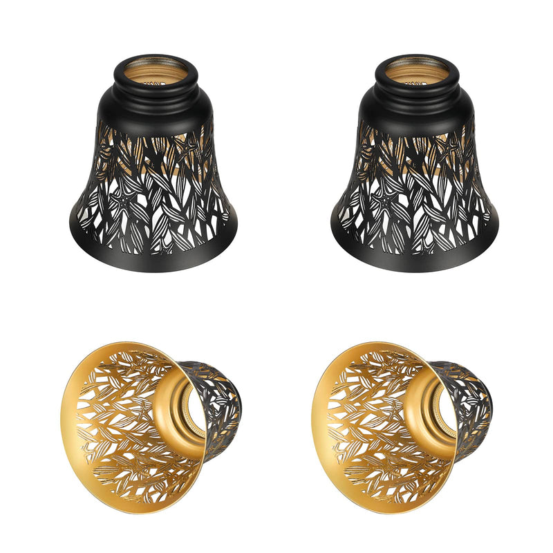 Pendant Light Shades, 4 Pack Ceiling Fan Light Shade Replacements with 1-5/8" Fitter, ALUCSET 4.72" Height and 4-3/4" Diameter, Metal Bell Shaped Cover for Chandelier Pendant Light Wall Sconces Starfish 4 Packs