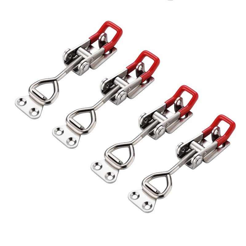 E-TING 4 Pack Heavy Duty 4002 Toggle Latch Clamp, Adjustable Toggle Clamp Latch with Lock Hole,485 Lbs Holding Capacity Pull Latch for Smoker Door, Box Case Trunk, Lid, Jig (with 20PCS Screws) 4x4002