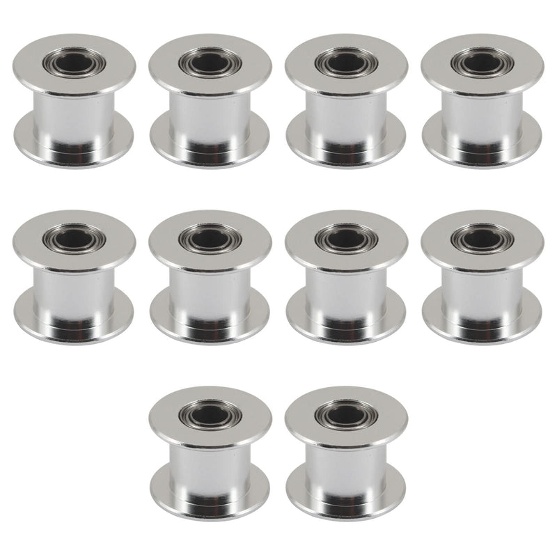 (Pack of 10)20 Teeth 5mm Bore 10mm Width Belt Silver Tone GT2 Idler Pulley Aluminum Alloy Toothless Timing Belt Pulley Wheel for 3D Printer Accessory 20 teeth 5mm bore 10mm Width Belt
