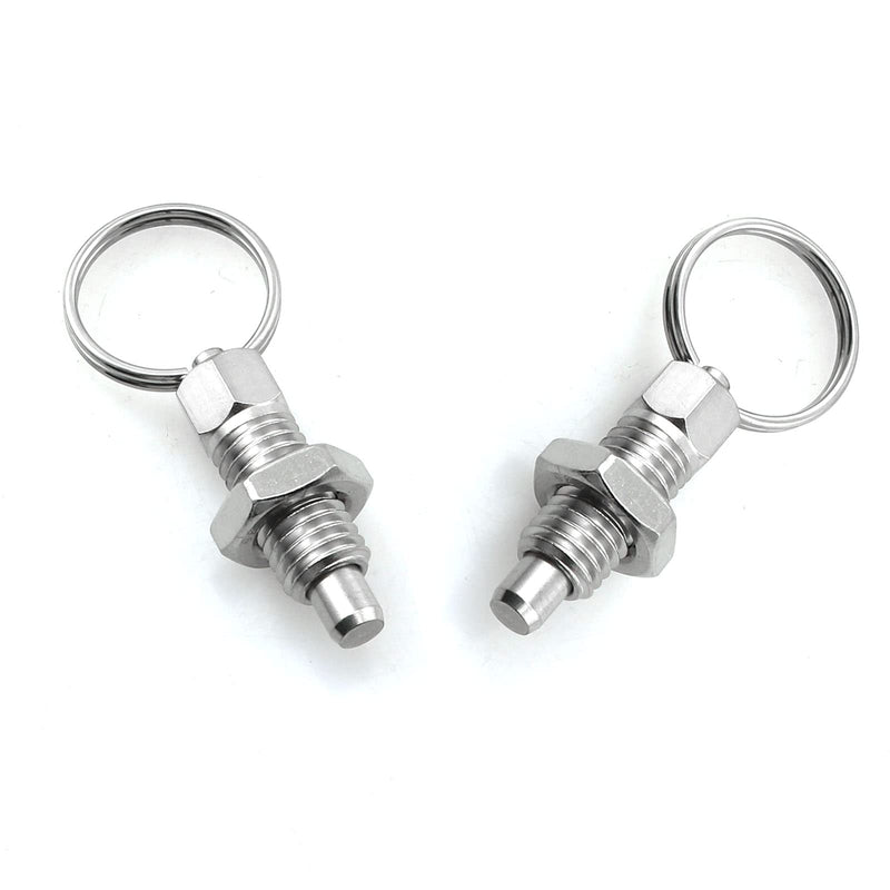 heyous 2pcs Spring Plunger with Pull Ring, M10 Non-Locking Stubby Hand-Retractable Index Plunger 57x20x10mm