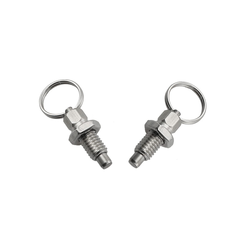 heyous 2pcs Spring Plunger with Pull Ring, M8 Non-Locking Stubby Hand-Retractable Index Plunger 46x16x8mm