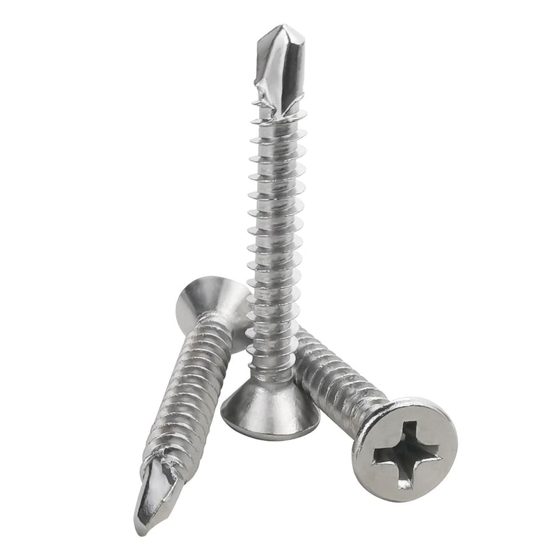60PCS #8 x 1-1/4" Sheet Metal Self Drilling Screws,410 Stainless Steel Flat Head Screws Phillips Head Self-Tapping Screws High-Strength Fast Sheet Metal Screws (1/2" to 1-1/4" Available) 60PCS #8 x 1-1/4"