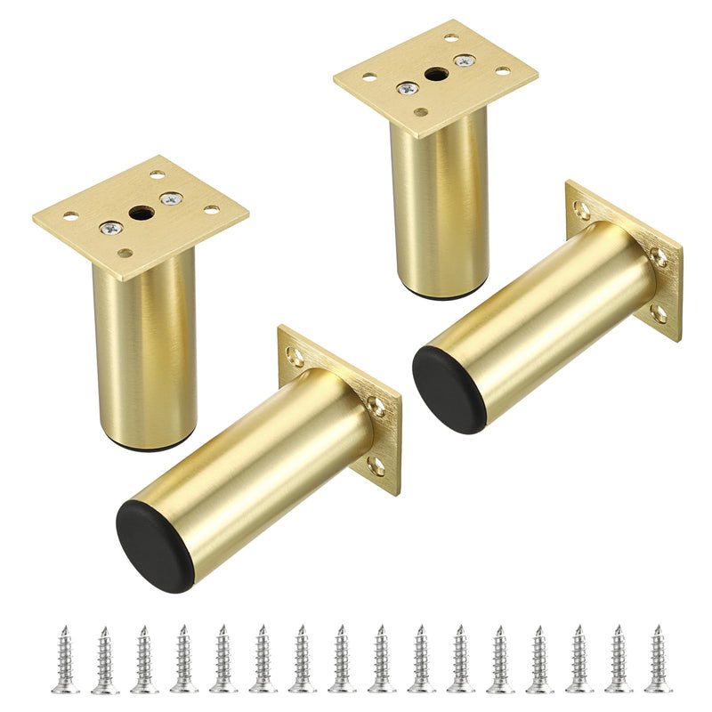 Sumnacon 4PCS Aluminium Alloy Furniture Legs - Round Adjustable Sofa Legs Furniture Cabinet Legs, 4 Inch Funiture Feet for Cabinet Desk Table Chair Sofa Bed, Gold 4 Inch/10cm Height - NewNest Australia