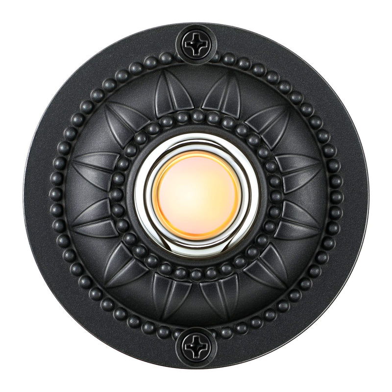 Dreyoo Round Metal Doorbell Push Button, Black Wired Lighted Up LED Doorbell Button Replacement Solid Iron Doorbell for Home Front Door
