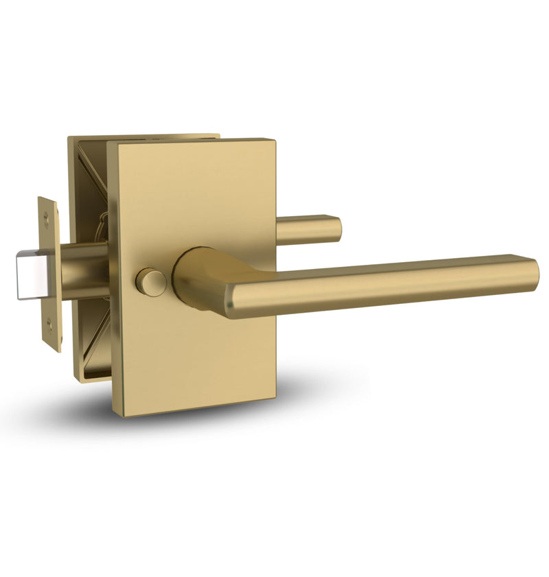 Mega Handles Glamor Privacy, Lever & Lock Door Handle Set for Hallway, Closet and Bathroom, Keyless Lock, Heavy Duty Door Levers, Fits All Standard Door Sizes, Screws Included - Satin Brass (1 Pack) 1 Pack