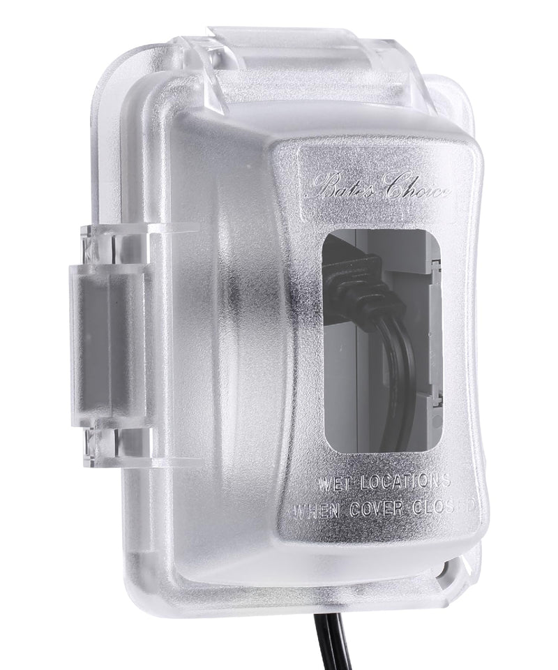 Bates- Weatherproof Electrical Outlet Cover, 1-Gang, Outdoor Outlet Cover Weatherproof, Outdoor Plug Cover, Outdoor Electrical Outlet Cover, Weatherproof Outlet Cover, Outdoor Receptacle Cover clear