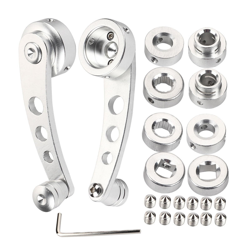 Acouto Window Crank Handle, 2pcs Window Handles Riser Winder Crank for for for Classic Car Replacement Parts Alloy, Silver