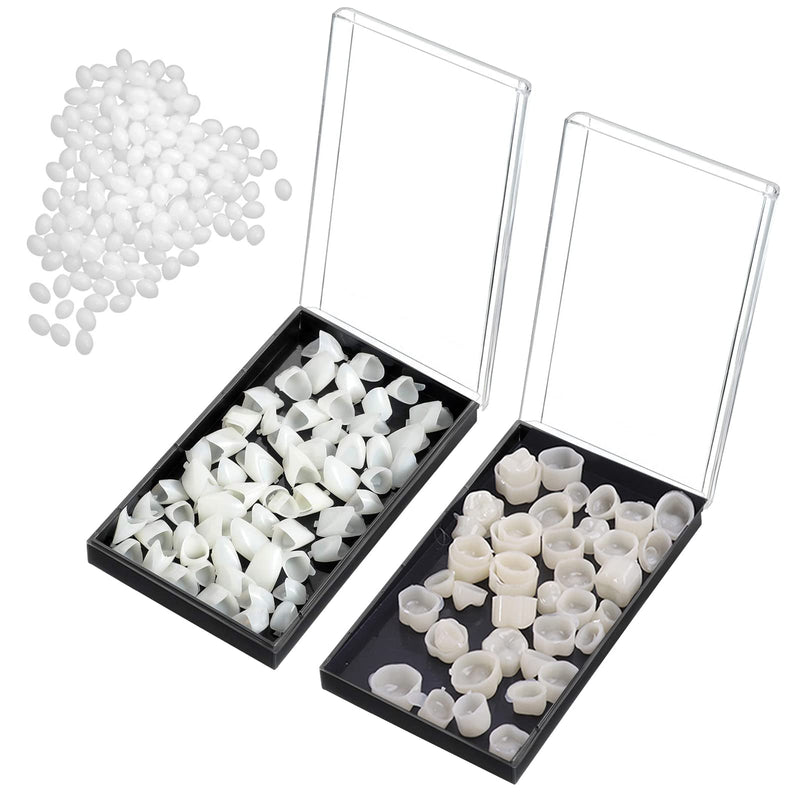 120 Pieces Fake Tooth Cap Crown Veneers Front Back Anterior and Molar Posterior Teeth with Thermal Beads Cap Filler for Teaching or DIY (50pcs Front and 70pcs Back) 60pcs front and 60pcs back