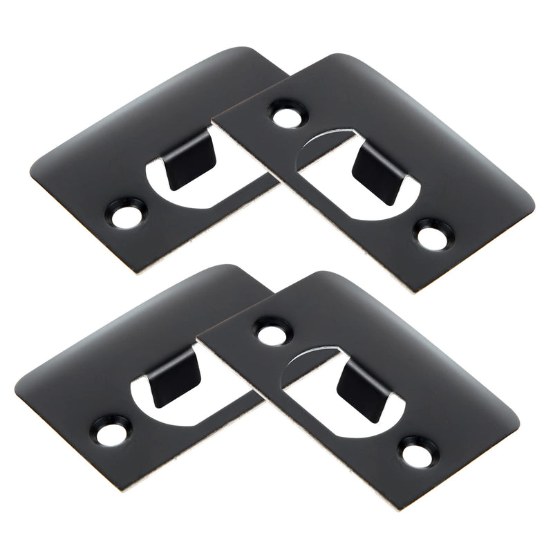 TEHAUX Door Strike Plate Deadbolt Strike Plate 2.16 X 1.77 in Door Reinforcement with Rounded Edges for Lock Alignment Security Replacement 4 Pack 5.5x4.5cm Black