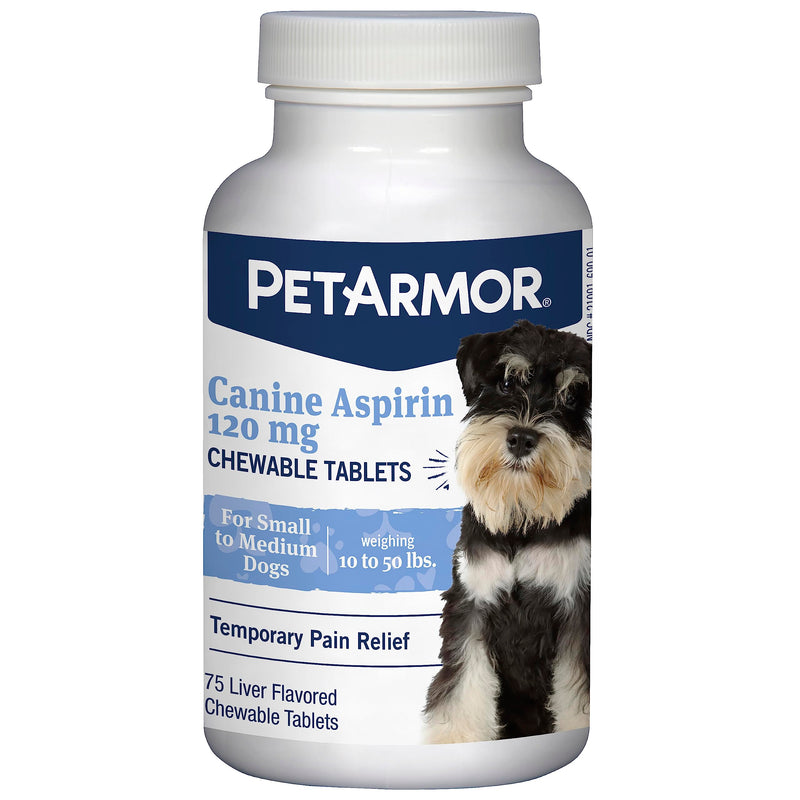PetArmor Aspirin for Small Dogs, Fast Acting Anti-Inflammatory and Pain Relief For Dogs, Vet-Quality Joint Support and Pain Meds for Dogs, 75 Liver Flavored Tablets Small-Medium Dogs (10-50 lbs)