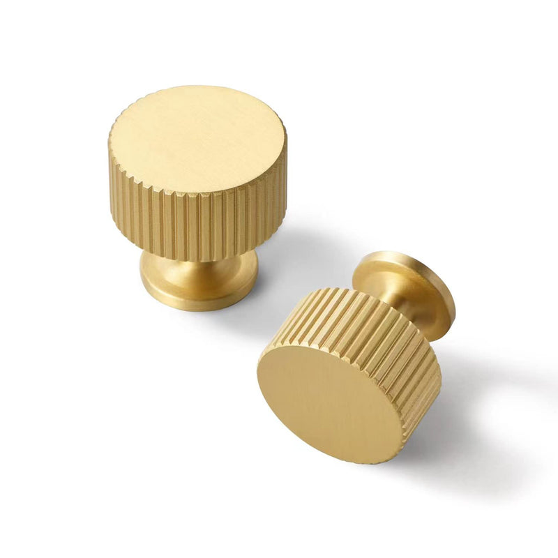 Brushed Gold Kitchen Cabinet Knob - Solid Brass Dresser Drawer Knob 6 Pack, Brass Handles for Bathroom Bedroom Closet Wardrobe,Furniture Hardware pulls Brushed Brass